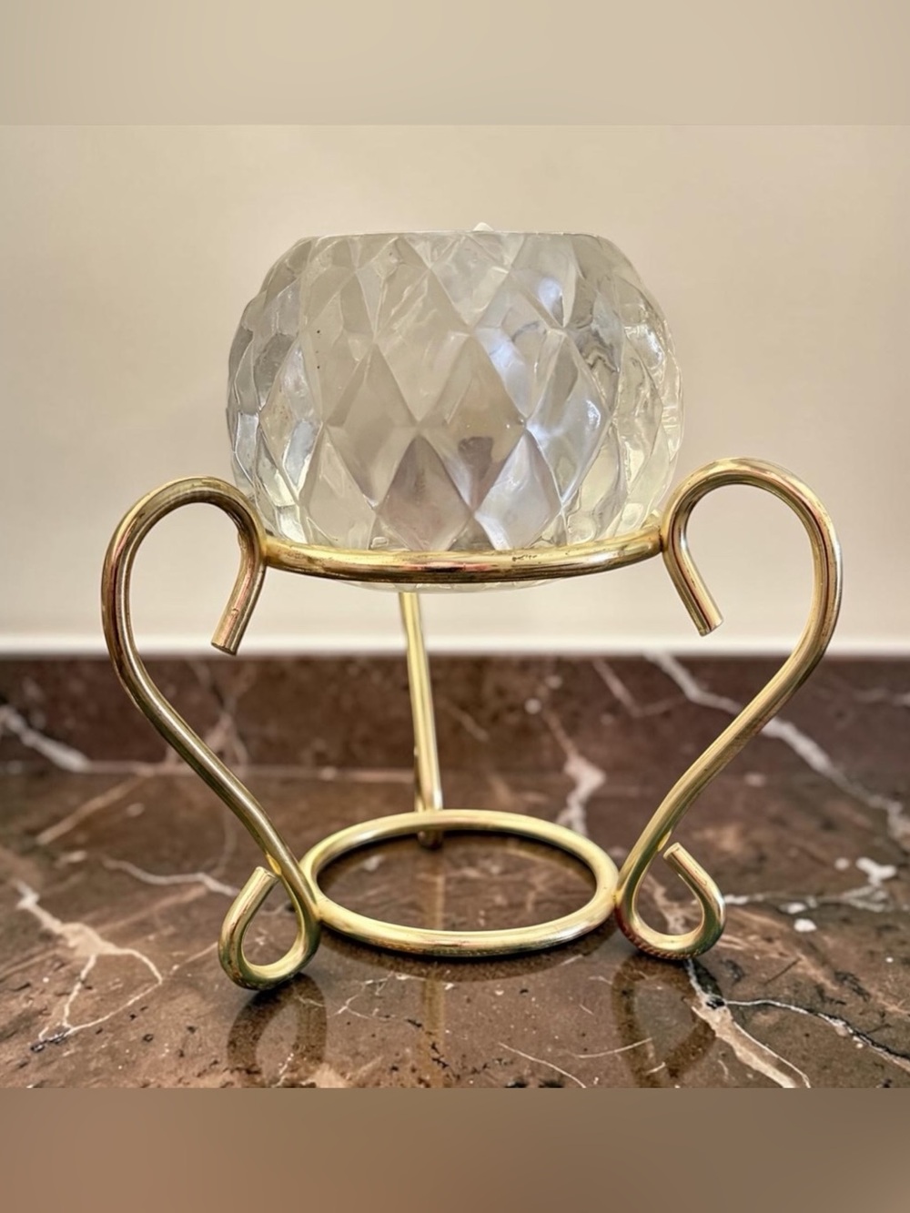 Glass Tealight Holder with Gold Metal Stand